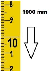 VERTICAL FLEXIBLE RULE ZERO AT THE TOP 10 COUNTING LENGTH 1000 MM COATING NYLON<br>REF : RGVR1-10H01N